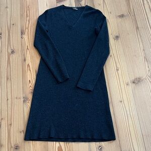 J. Crew Merino Charcoal long sleeve ribbed dress